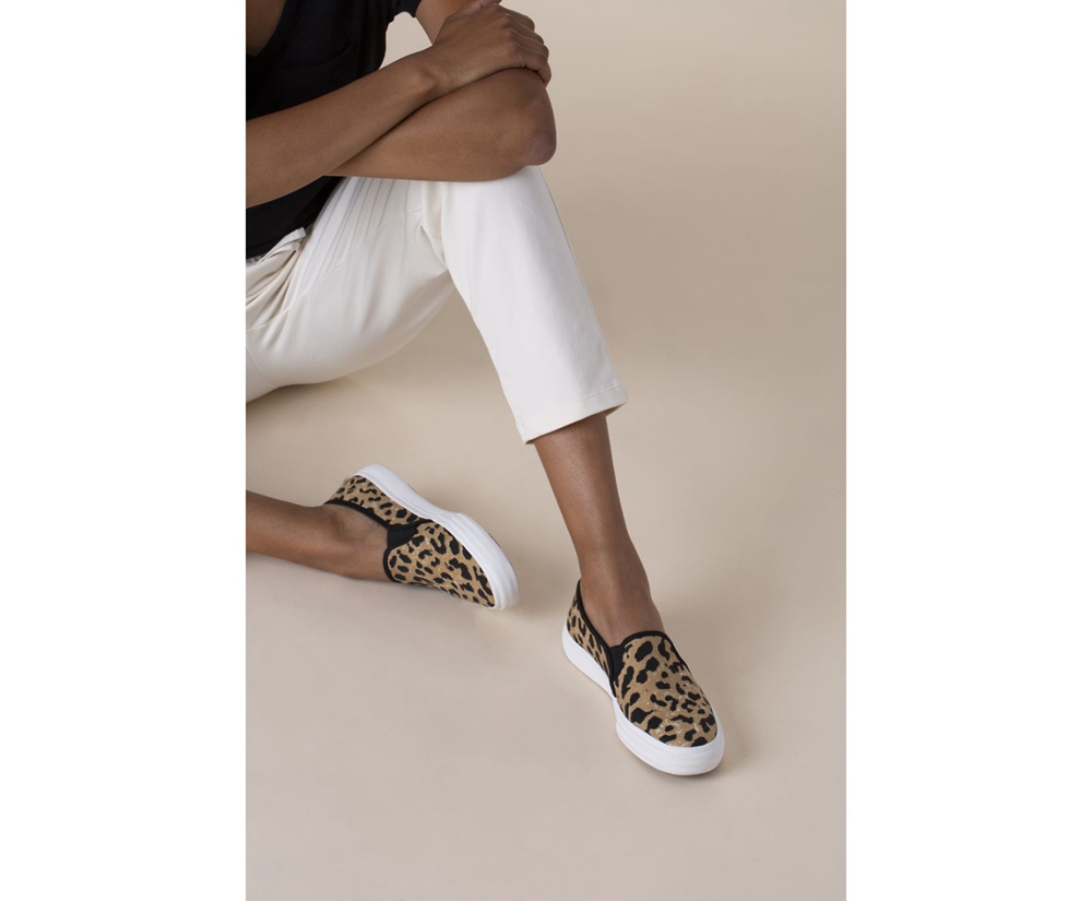 Slip Ons Keds Femme Marron - Double Decker Leopard - 769-SDLICX